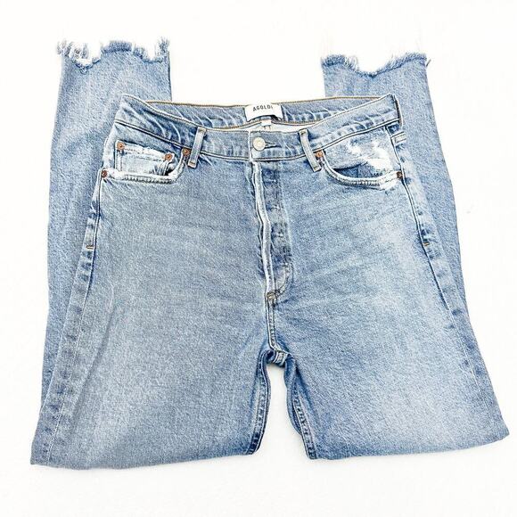 AGOLDE Nico Frayed Hem Button Fly Skinny Denim Jeans Size 28 - Picture 4 of 8